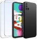 ZESTAW Etui do Samsung A51 Matowe Czarne Silikon + 2 SZTUKI SZKŁO 1