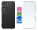 krainaGSM Etui do Motorola G75 5G CASE Gumowe CZARNE Matowe Silikon Slim + SZKŁO 9H 5