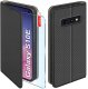 Etui z klapką do Samsung S10e Zamykane Czarne Futerał + Szkło 9H 1