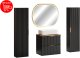 Zestaw meblowy 60cm z blatem, umywalką nablatową Magic, szafkami wysokimi i lustrem LED 1