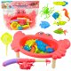 LeanToys Zestaw Do Łowienia Rybek Stolik Krab 10 Rybek Wędka Sitko Różowy LEAN Toys 1