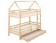 Łóżko piętrowe z szufladami Domek Drewno sosnowe GIRGOLS 90 x 200 cm ze schowkiem Jasnobrązowy 1