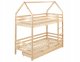 Łóżko piętrowe z szufladami Domek Drewno sosnowe GIRGOLS 90 x 200 cm ze schowkiem Jasnobrązowy 5
