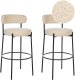 Zestaw 2 krzeseł barowych ALLISON Boucle Jasnobeżowy 1