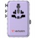 Verbatim Travel Adapter EU/UK/US GaN 2xUSB-C/2xUSB-A/1xUSB-C PD 100W purple 30193 4