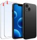 ZESTAW Etui do iPhone 13 Mini | Matowe Czarne Silikon Slim + 2 SZTUKI SZKŁO 1