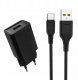 Denmen Ładowarka sieciowa USB + kabel USB - Typ-C 2.4A 12W Czarny DC01TB 5