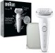 Braun Silk-épil 9 9-011, Silver, White, 40 tweezers, MicroGrip, 0.5 mm, Battery, Built-in battery 1