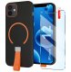 krainaGSM Etui z Paskiem na palec Matowe CZARNE do iPhone 12 |do MagSafe +Szkło 1