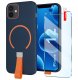 krainaGSM Etui z Paskiem na palec Matowe GRANATOWE do iPhone 12 |do MagSafe +Szkło 1