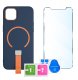 krainaGSM Etui z Paskiem na palec Matowe GRANATOWE do iPhone 12 |do MagSafe +Szkło 9