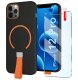 krainaGSM Etui z Paskiem na palec Matowe CZARNE do iPhone 12 Pro |do MagSafe +Szkło 1