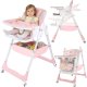 DUŻE SKŁADANE WIELOFUNKCYJNE KRZESEŁKO DO KARMIENIA 5W1 PAPUŚ RÓŻOWE 1