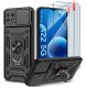 Etui Pancerne CZARNE SLIDE do Samsung A22 5G WZMACNIANE + 2x Szkło 9H 1