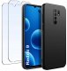 ZESTAW Etui do Xiaomi Redmi 9 | Matowe Czarne Silikon Slim + 2 SZTUKI SZKŁO 1