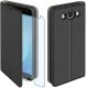 Etui z klapką do Samsung Galaxy J7 2016 Zamykane Czarne Futerał + Szkło 9H 1