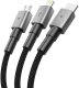 Kabel USB Tech-Protect USB-A - USB-C + microUSB + Lightning 1.2 m Szary (5906302330294) 2