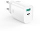 XO wall charger CE29 PD 20W 1x USB-C 1x USB white + cable USB-C - USB-C 3