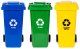 Zestaw 3 koszy na śmieci pojemniki 3x120L niebieski zielony żółty makulatura szkło plastik gumowe koła 2