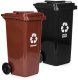 Kosz na śmieci Multistore Zestaw 2 koszy na śmieci pojemniki 2x120L czarny brązowy odpady zmieszane gumowe koła 2