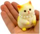 LeanToys Gniotek Sensoryczny Miękki Kotek Z Perłami Biało-Żółty 7,5cm 2