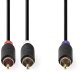 Kabel Nedis Kabelis 1x RCA - 2x RCA Subwoofer 3m 5412810335688 CABW24000AT30 (5412810335688) 1