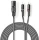 Kabel Nedis Kabelis XLR M - 2x RCA M 3m 5412810295760 COTH15200GY30 (5412810295760) 1