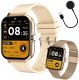 Smartwatch zegarek damski męski gumowy pasek sport bluetooth rozmowy złoty 1