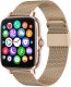 Smartwatch zegarek damski męski gumowy pasek sport bluetooth rozmowy złoty 4