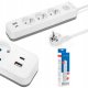 Montis Przedłużacz elektryczny biało-szary 3-gniazdowy z USB 5m MT185-WG-5 1