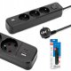 Montis Przedłużacz elektryczny czarny 3-gniazdowy z USB 3m MT185-BK-3 1