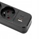 Montis Przedłużacz elektryczny czarny 3-gniazdowy z USB 3m MT185-BK-3 8