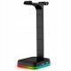 STOJAK STATYW UCHWYT NA SŁUCHAWKI GAMINGOWY PODOŚWIETLENIE RGB HUB + 2X USB 3
