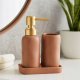 Bathroom Solutions Zestaw łazienkowy EON, ceramiczny dozownik ze złotą pompką, kubek i taca 2