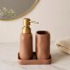 Bathroom Solutions Zestaw łazienkowy EON, ceramiczny dozownik ze złotą pompką, kubek i taca 3