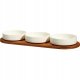 Zestaw porcelanowych miseczek do serwowania przekąsek APERIO, 3 x 390 ml, bambusowa taca 1