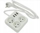 PRZEDŁUŻACZ LISTWA ZASILAJĄCA Z UZIEMIENIEM + 3 GNIAZDA USB KABEL ZASILAJĄCY 2M 2