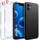 krainaGSM ZESTAW Etui do iPhone 12 | Matowy Czarny Silikon Slim + 2 sztuk Szkło 1