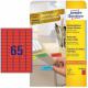 Avery Zweckform Usuwalne etykiety kolorowe 38.1 x 21.2 mm czerwone (L4790-20) 1