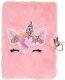 UNICORN GEMS, Diary w/lock, PLUSH cover, w/topcard 1