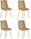 OSKAR Krzesło upholstered brown velvet with golden legs for kitchen dining x4 LIBRA 1