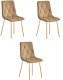 Krzesło tapicerowane brązowe welur LIBRA nogi złote do kuchni jadalni x3 1