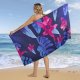 RĘCZNIK MIKROFIBRA BEACH TOWEL DWUSTRONNY EXTRA LARGE FLOWERS DESIGN - GREEN WHITE 178X80CM AM1364 3
