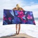RĘCZNIK MIKROFIBRA BEACH TOWEL DWUSTRONNY EXTRA LARGE FLOWERS DESIGN - GREEN WHITE 178X80CM AM1364 4