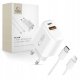 Ładowarka Tech-Protect NCA45W-GAN 2-PORT NETWORK CHARGER PD 45W / QC3.0 + LIGHTNING CABLE WHITE 1
