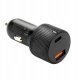 Ładowarka samochodowa 1x USB QC3.0, 1 x USB-C PD 75W czarna 2