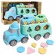 LeanToys Ciężarówka Laweta Sorter Edukacyjny Z Autkami Klocki Pastelowa Plastik 1