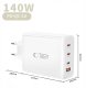 TECH-PROTECT NC140W-GAN 4-PORT NETWORK CHARGER PD 140W / QC3.0 WHITE 4