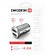 Swissten Metal Premium Car charger 2 x USB / 4.8A Silver 1