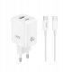 XO ładowarka sieciowa CE36 PD 45W 1x USB-C 1x USB biała + kabel USB-C - USB-C 1